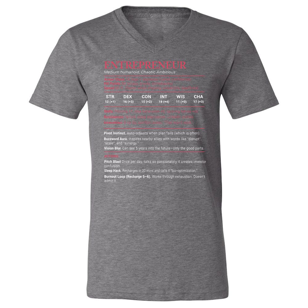 Entrepreneur Stats Unisex V-Neck T-Shirt - Deep Heather - 13