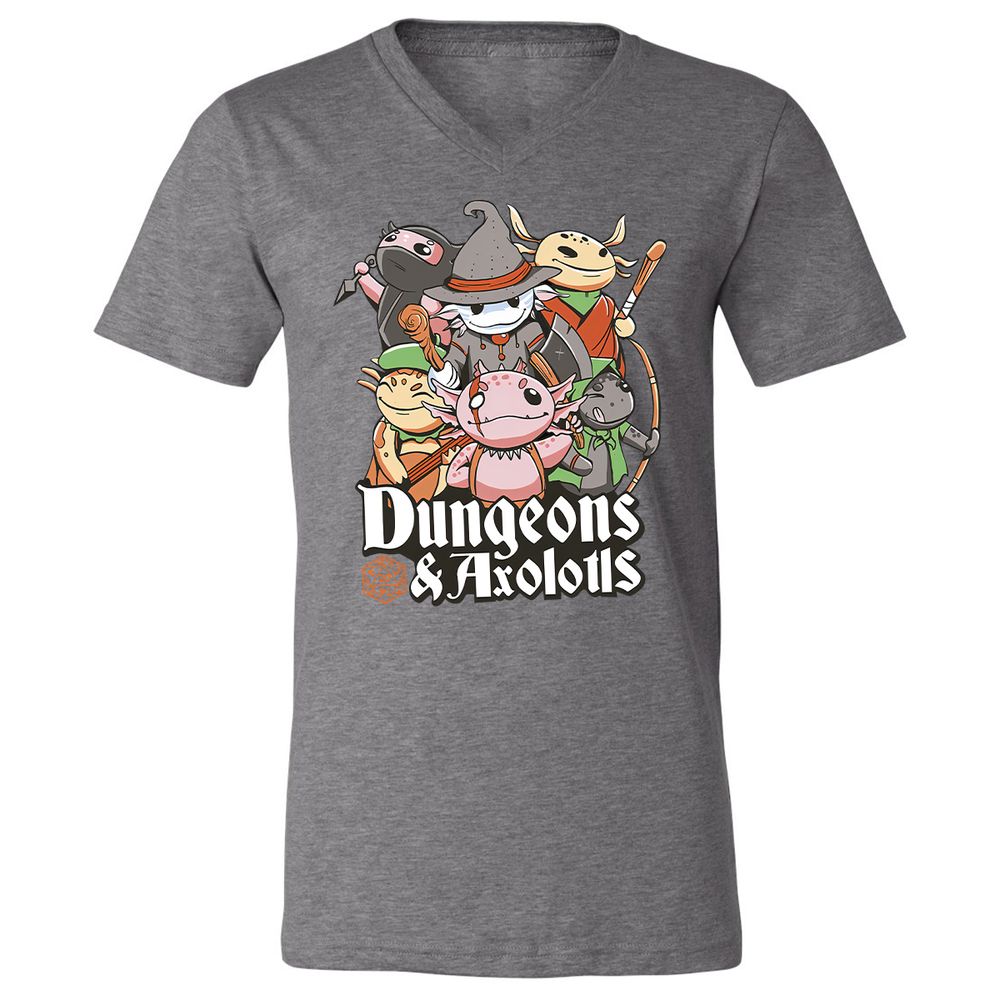 Dungeons And Axolotls Unisex V-Neck T-Shirt - Deep Heather - 13