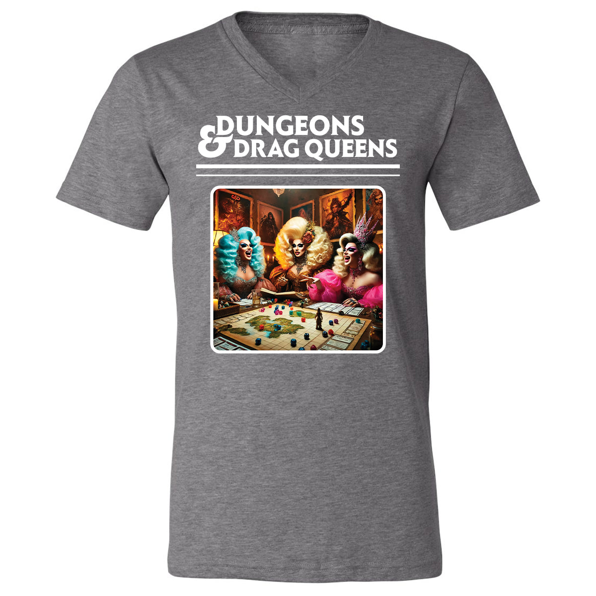 Dungeons & Drag Queens Unisex V-Neck T-Shirt - Deep Heather - 13