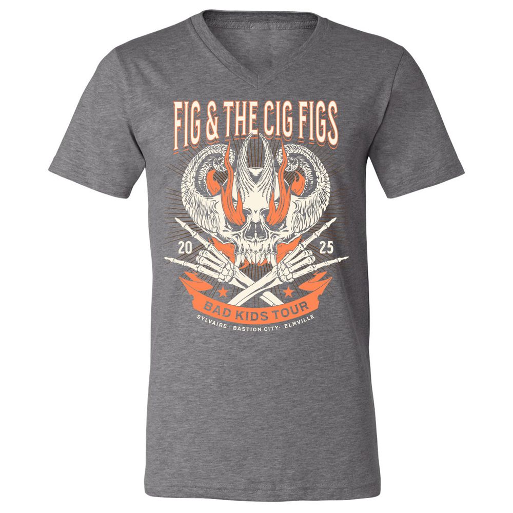 Fig and the Cig Figs, Dimension 20 Unisex V-Neck T-Shirt - Deep Heather - 13