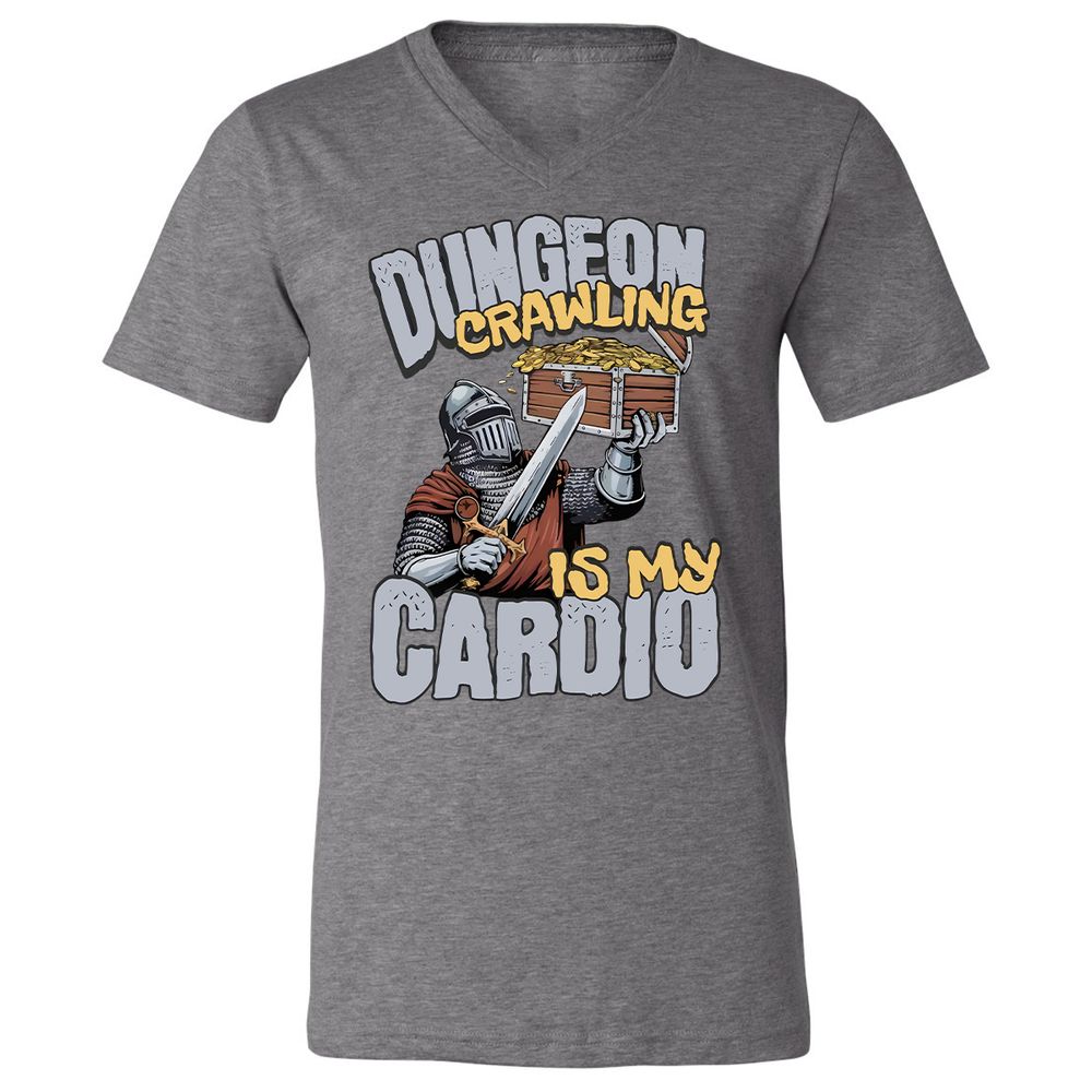 Dungeon Crawling Is My Cardio Unisex V-Neck T-Shirt - Deep Heather - 13
