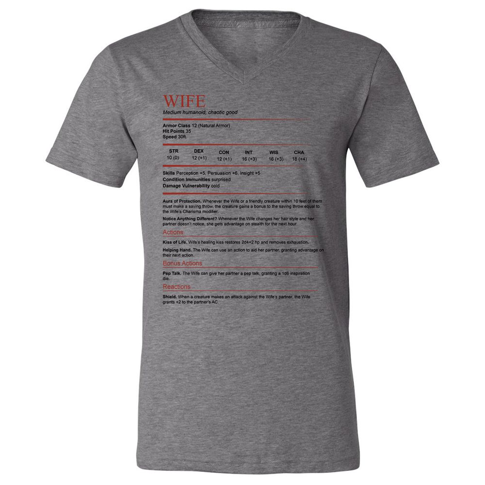Wife White Unisex V-Neck T-Shirt - Deep Heather - 13