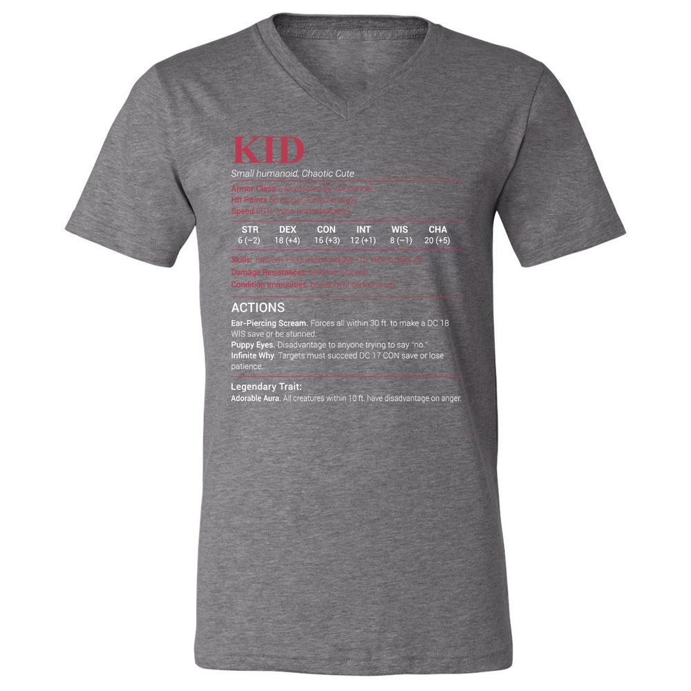 Kid Stats Unisex V-Neck T-Shirt - Deep Heather - 13