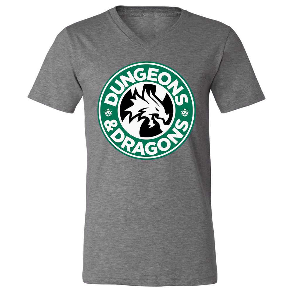 D&D Coffee Unisex V-Neck T-Shirt - Deep Heather - 13