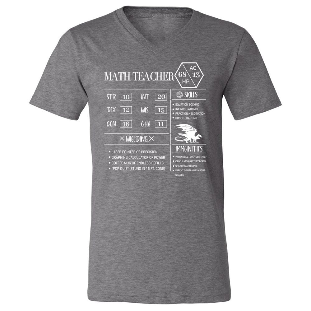 Math Teacher New Unisex V-Neck T-Shirt - Deep Heather - 13