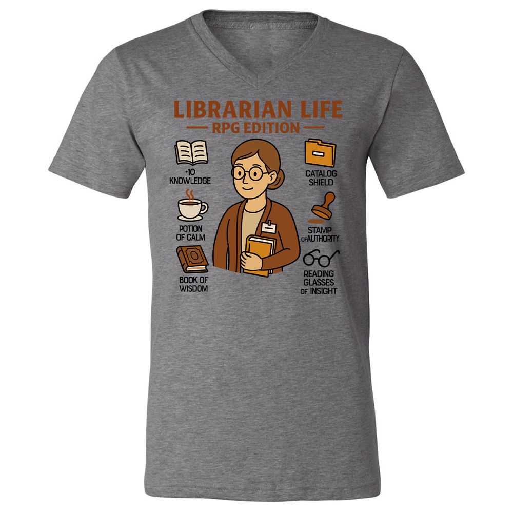 Librarian Life RPG Edition Unisex V-Neck T-Shirt - Deep Heather - 13