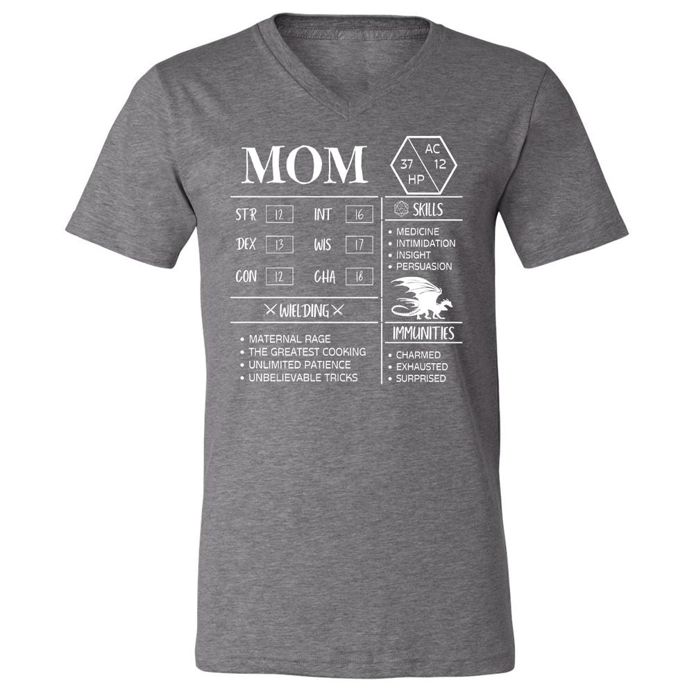 Mom Stats 2 Unisex V-Neck T-Shirt - Deep Heather - 13