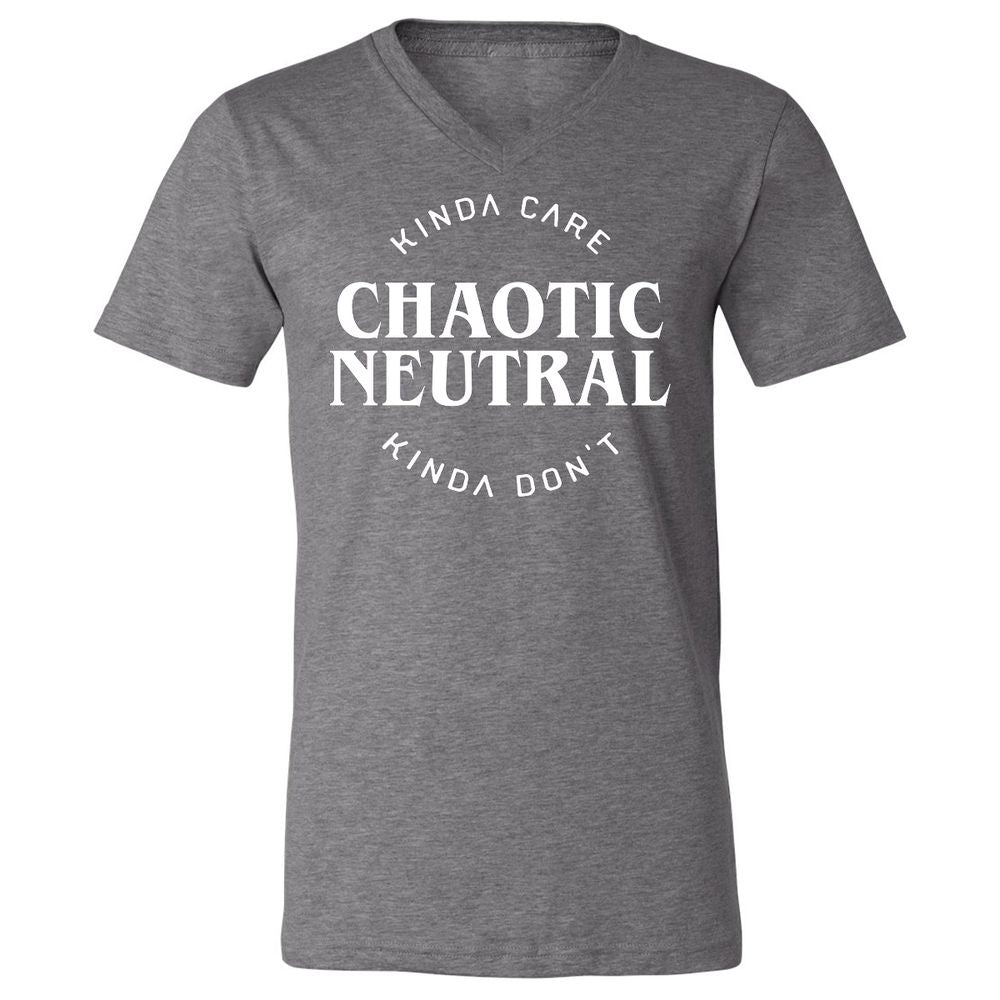 Chaotic Neutral Alignment Kinda Care Kinda Don't Unisex V-Neck T-Shirt - Deep Heather - 13