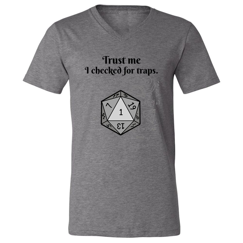 Trust me, I checked for traps. Unisex V-Neck T-Shirt - Deep Heather - 13