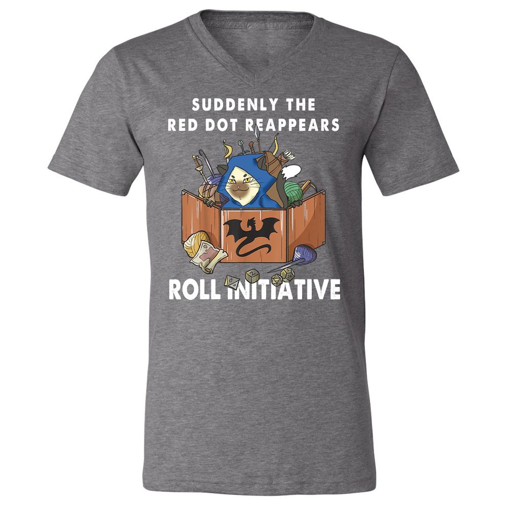 Suddenly The Red Dot Reappears Roll Initiative Unisex V-Neck T-Shirt - Deep Heather - 13