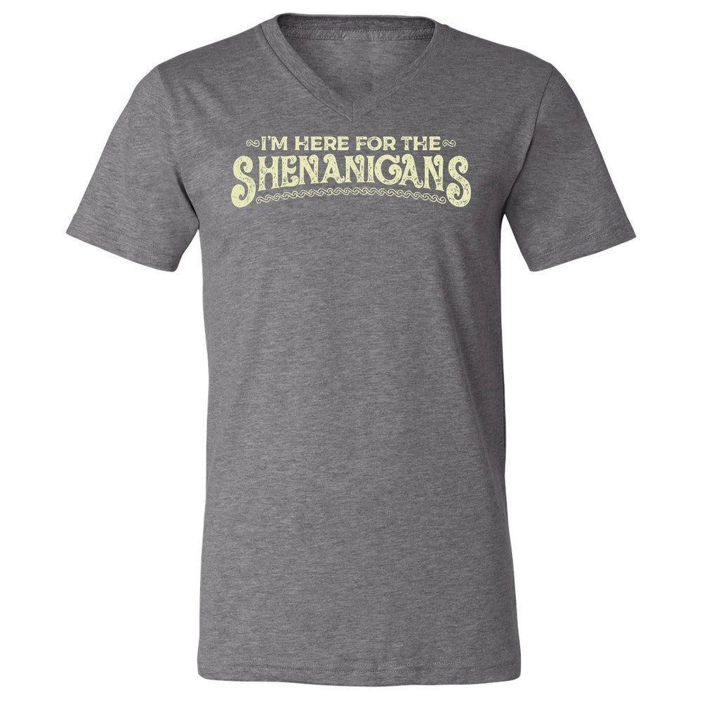 Here For The Shenanigans Unisex V-Neck T-Shirt - Deep Heather - 13