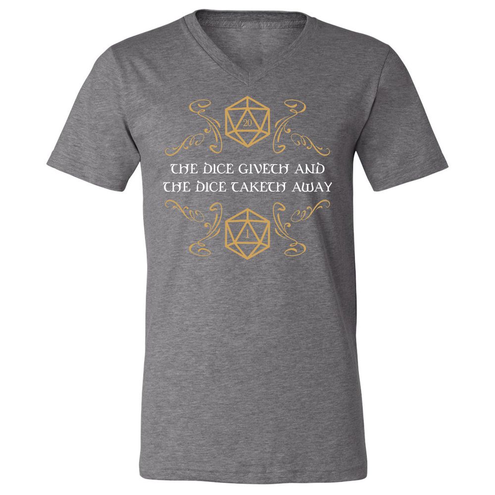The Dice Giveth and Taketh Away Natural 20 and Critical Fail Unisex V-Neck T-Shirt - Deep Heather - 13