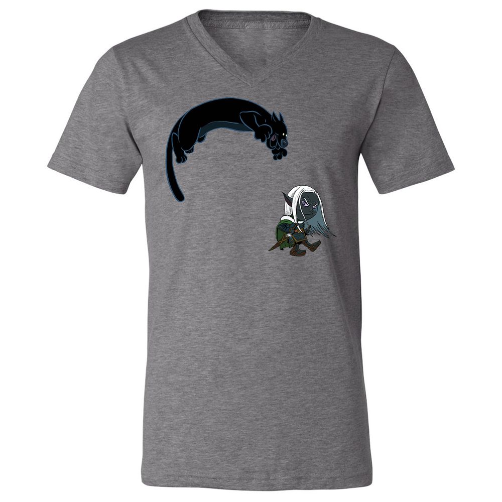 Drizzt And Guenhwyvar Unisex V-Neck T-Shirt - Deep Heather - 13