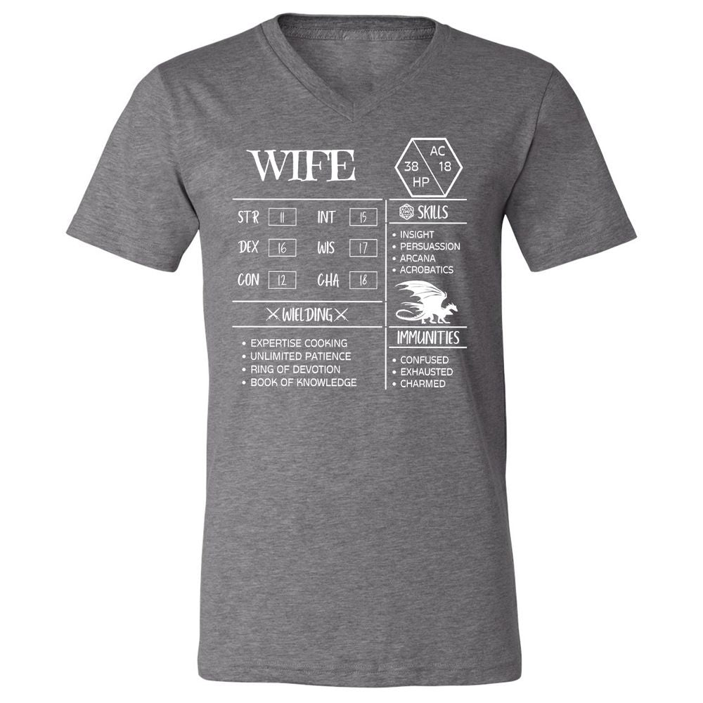 Wife Stats 2 Unisex V-Neck T-Shirt - Deep Heather - 13