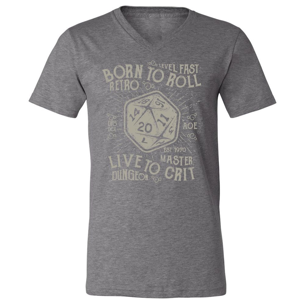 Born To Roll Live To Crit Unisex V-Neck T-Shirt - Deep Heather - 13