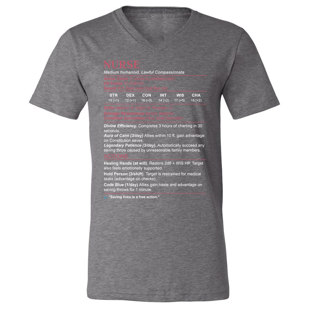 Nurse Stats 3 Unisex V-Neck T-Shirt - Deep Heather - 13