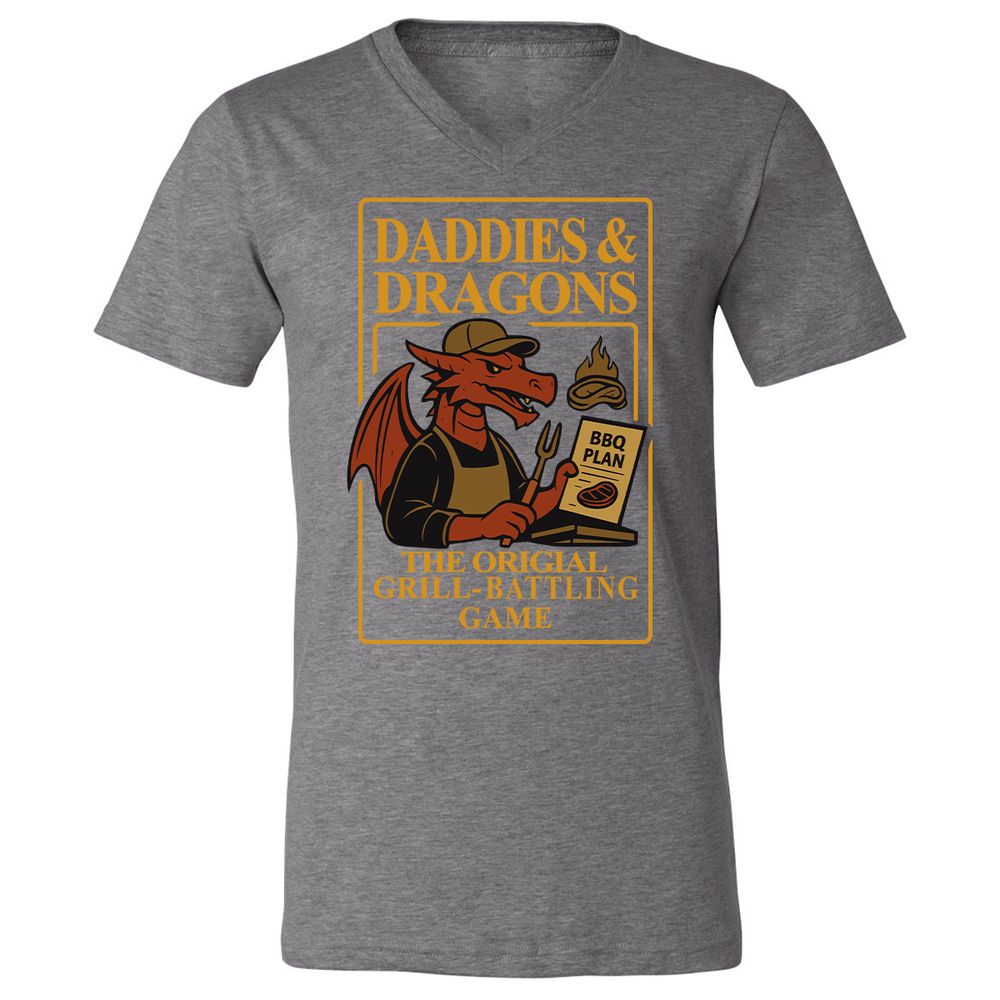 Daddies & Dragons Unisex V-Neck T-Shirt - Deep Heather - 13