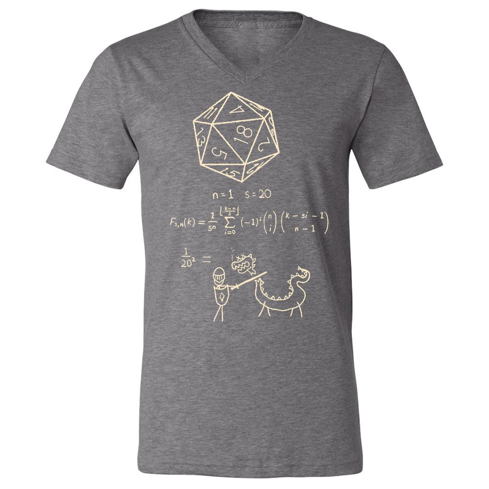 Science Of20 Sided Dice Unisex V-Neck T-Shirt - Deep Heather - 13