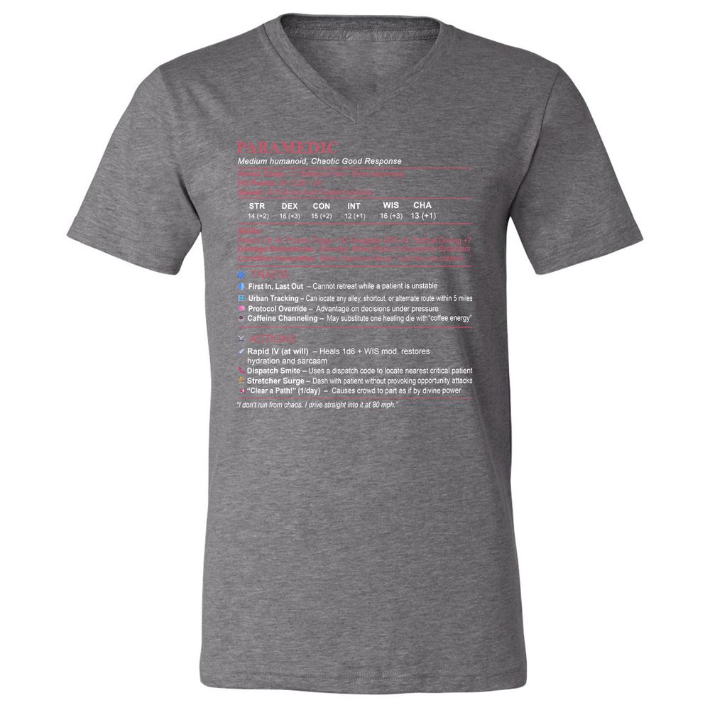 Paramedic Stats Unisex V-Neck T-Shirt - Deep Heather - 13