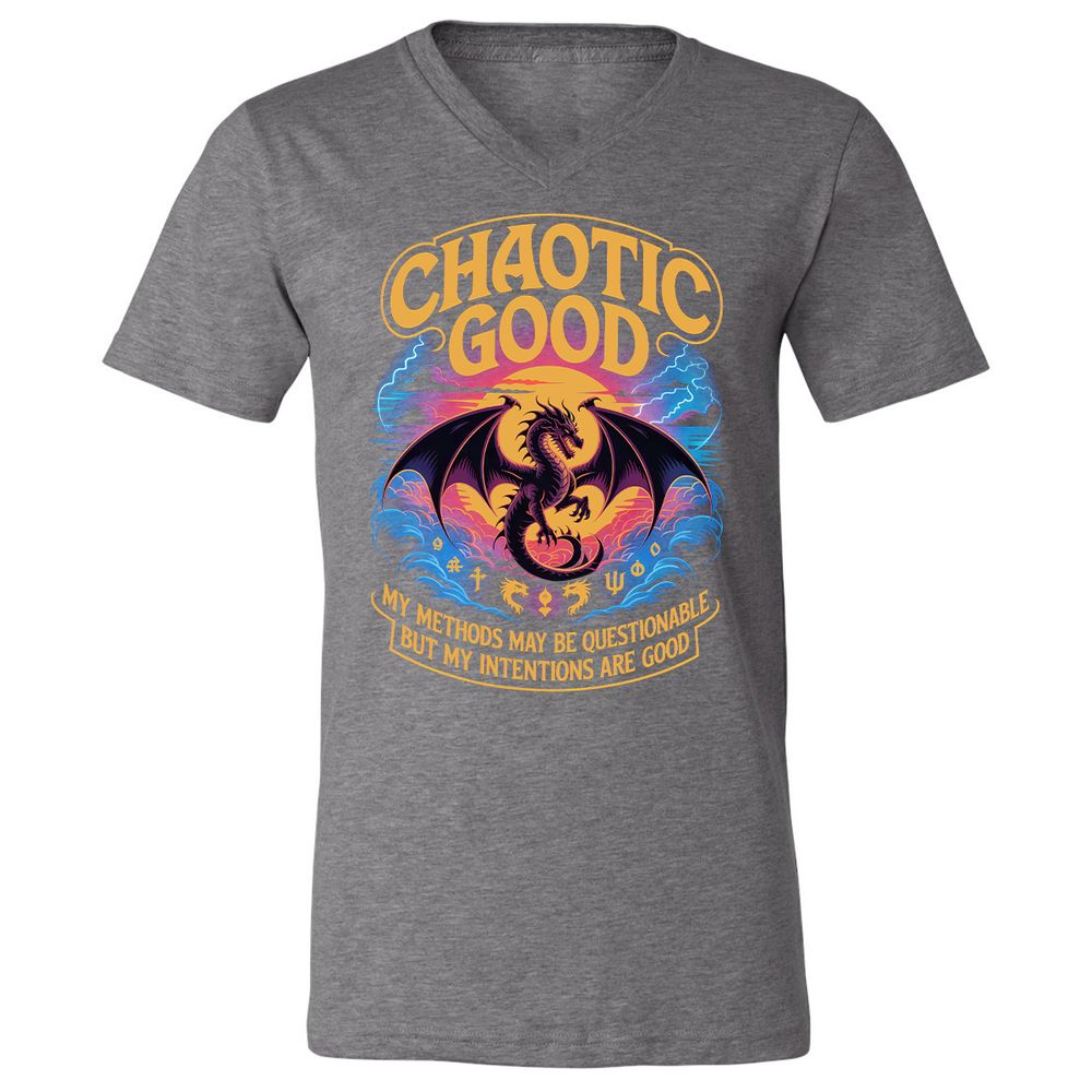 Chaotic Good Unisex V-Neck T-Shirt - Deep Heather - 13