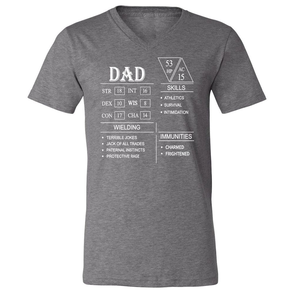 Dad Stat Block Unisex V-Neck T-Shirt - Deep Heather - 13
