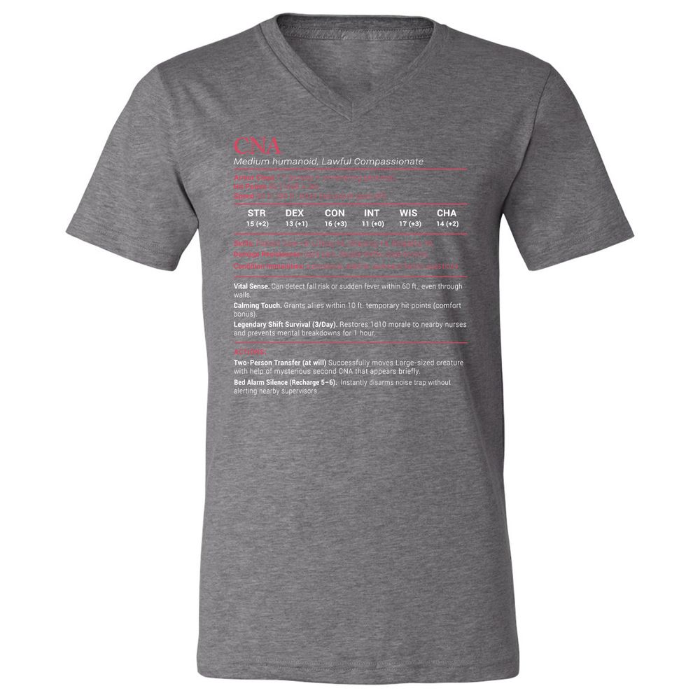 CNA Stats Unisex V-Neck T-Shirt - Deep Heather - 13