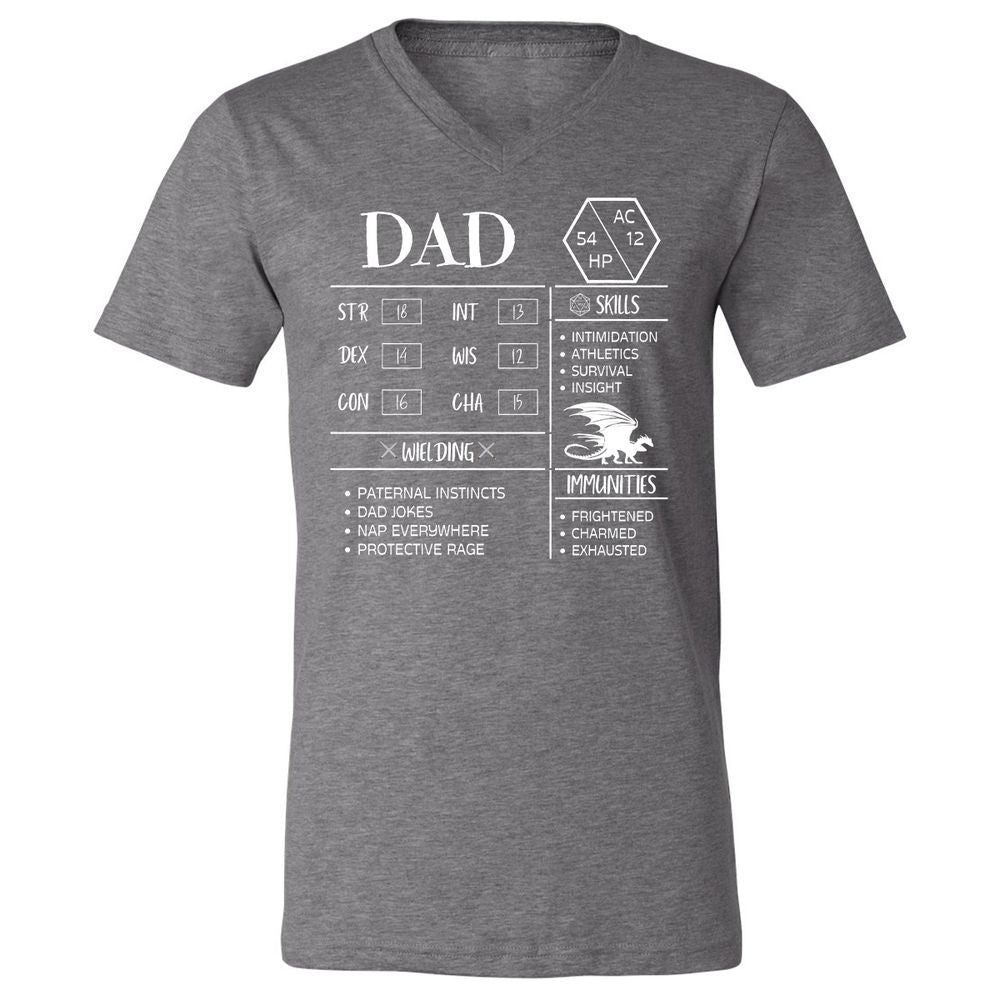 Dad Stats 2 Unisex V-Neck T-Shirt - Deep Heather - 13