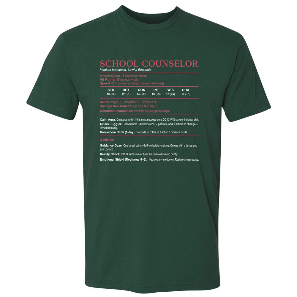School Counselor Stats Premium Unisex T-Shirt - Forest Green - 13