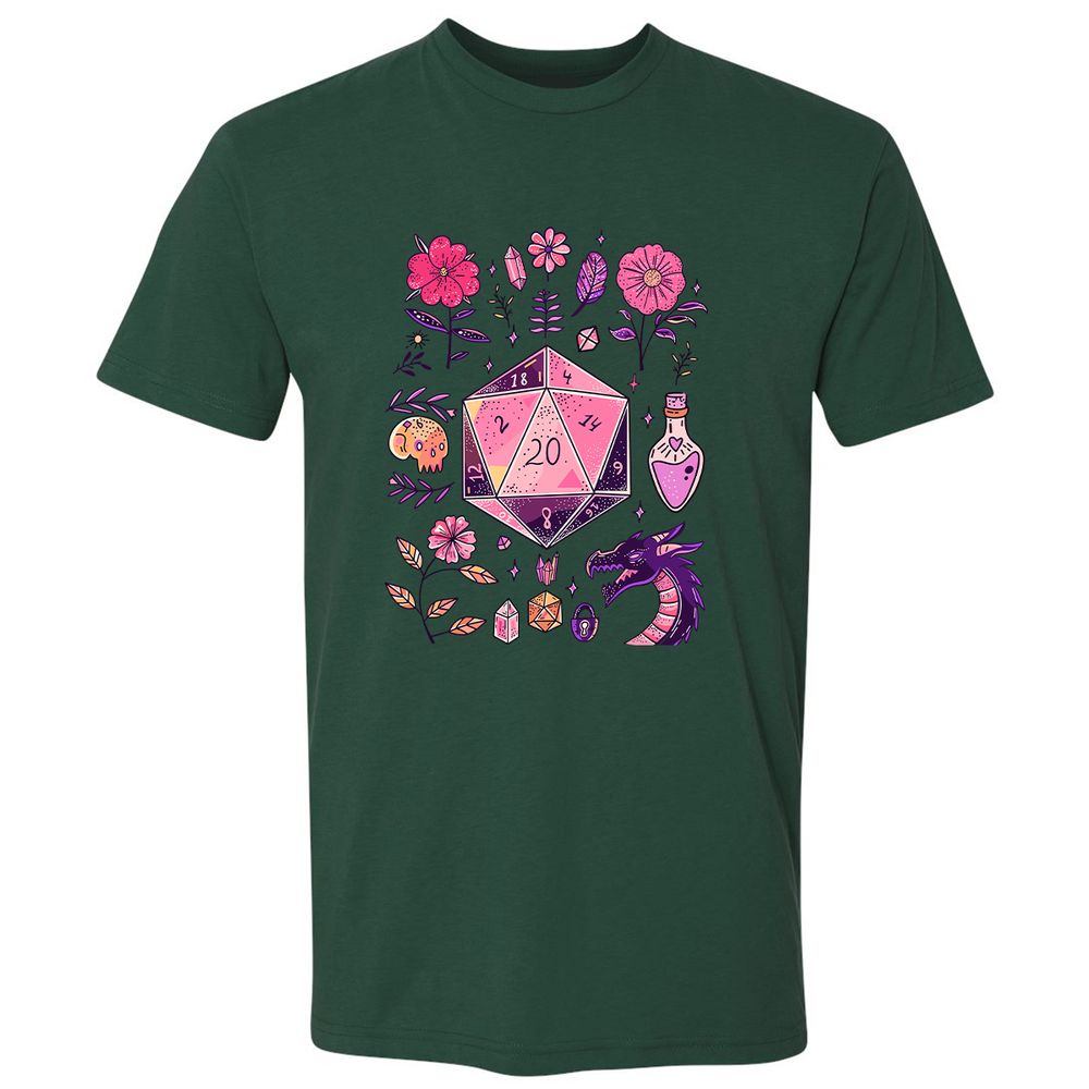 Mystic D20 Floral Dice Art - Forest Green - 13