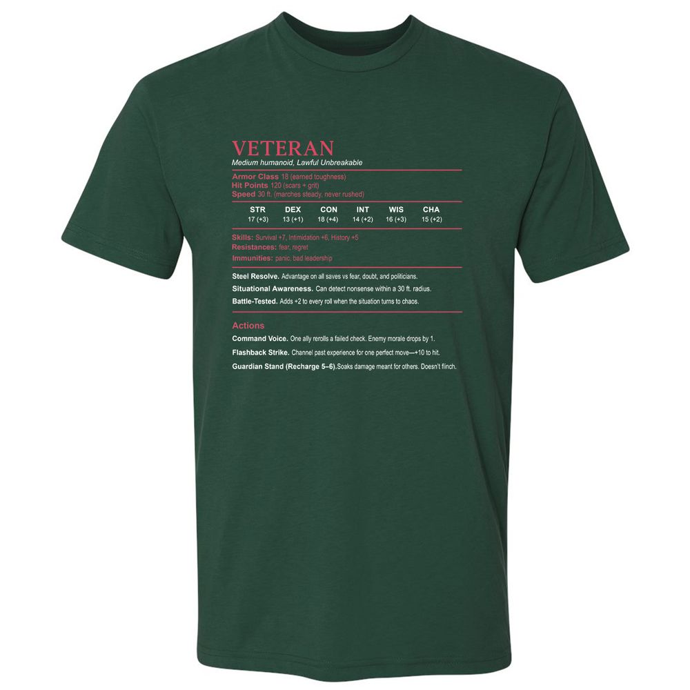 Veteran Stats Premium Unisex T-Shirt - Forest Green - 13