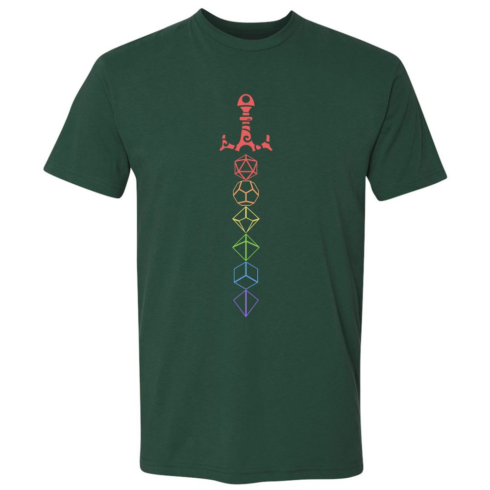 Rainbow Dice Sword LGBT Premium Unisex T-Shirt - Forest Green - 13