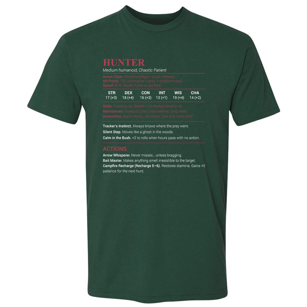Hunter Stats Premium Unisex T-Shirt - Forest Green - 13