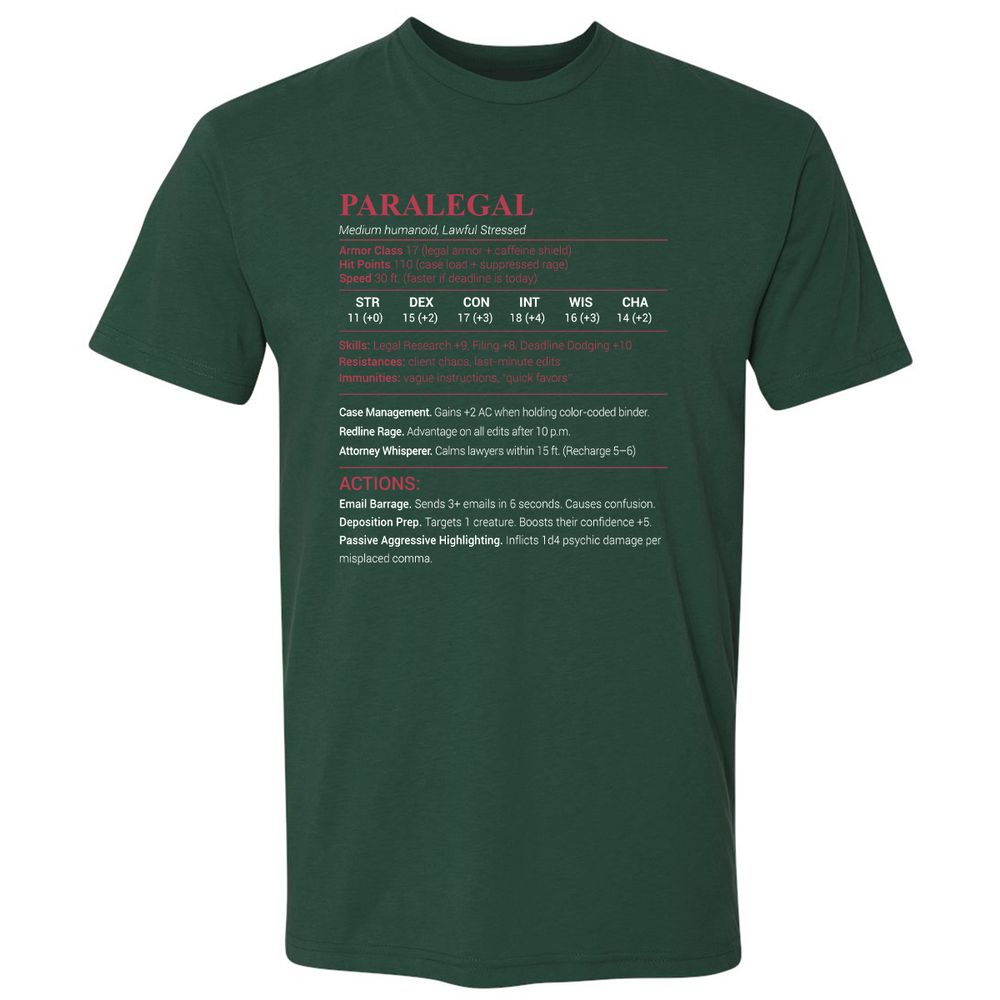 Paralegal Stats Premium Unisex T-Shirt - Forest Green - 13
