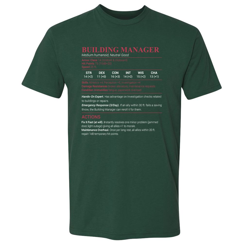Building Manager Premium Unisex T-Shirt - Forest Green - 13