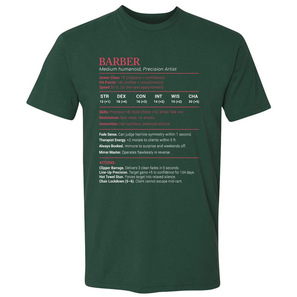 Barber Stats Premium Unisex T-Shirt - Forest Green - 13