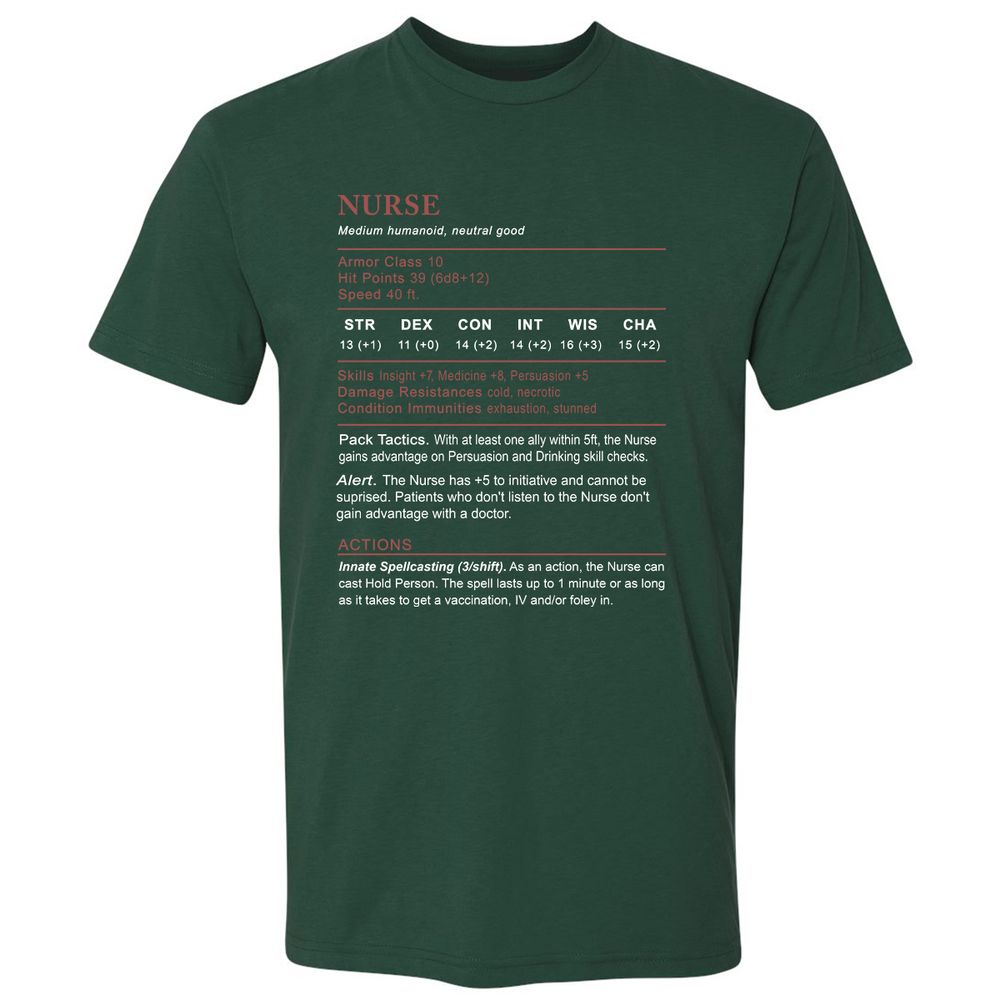 Nurse Stats 2 Premium Unisex T-Shirt - Forest Green - 13
