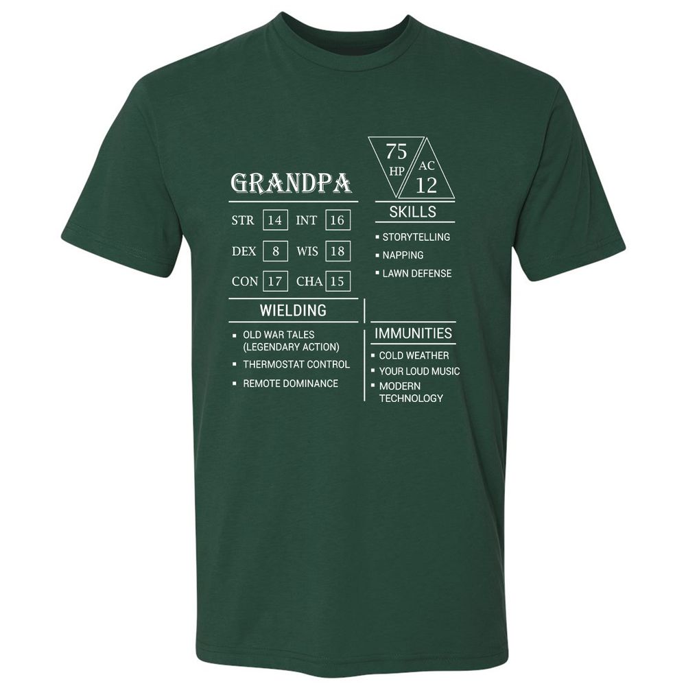 Grandpa Stats Premium Unisex T-Shirt - Forest Green - 13