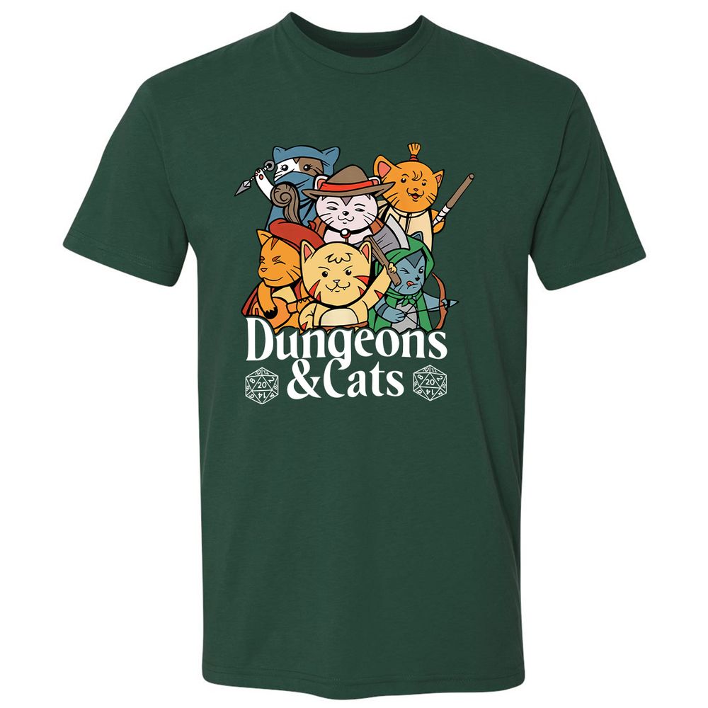 Dungeons & Cats Premium Unisex T-Shirt - Forest Green - 13