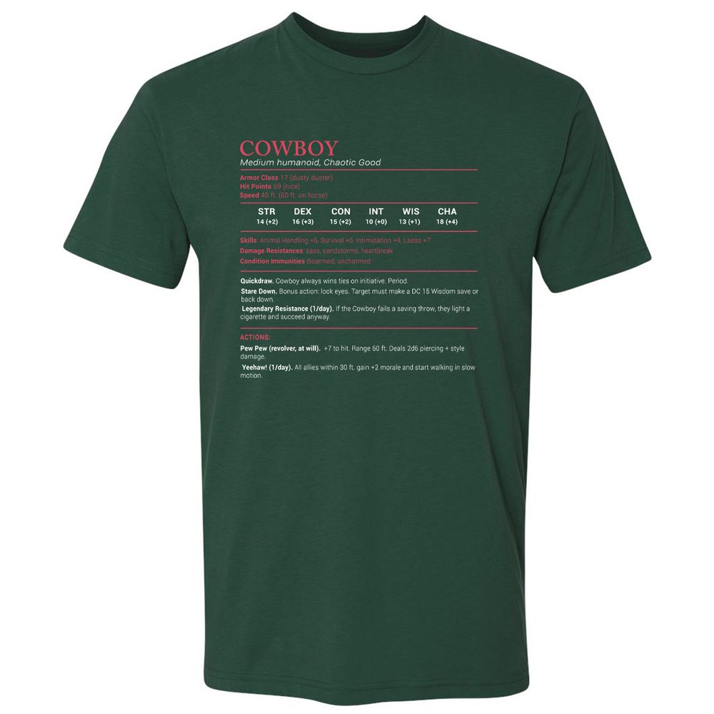 Cowboy Stats Premium Unisex T-Shirt - Forest Green - 13