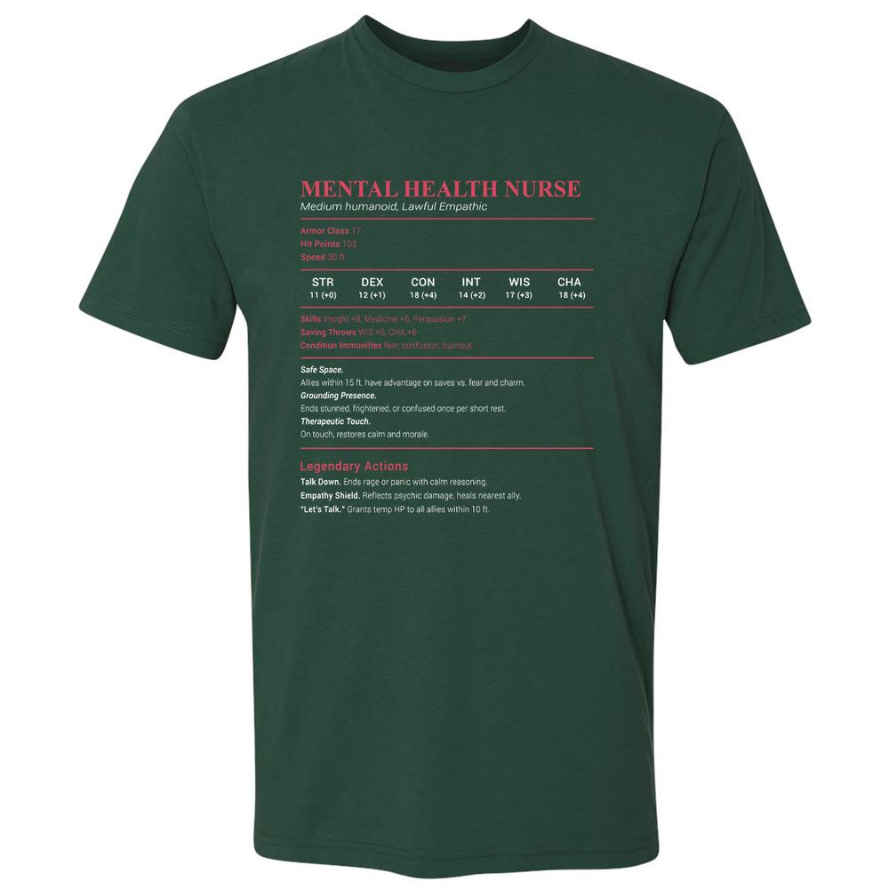Mental Health Nurse Stats Premium Unisex T-Shirt - Forest Green - 13