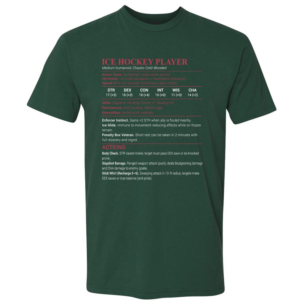 Ice Hockey Player Premium Unisex T-Shirt - Forest Green - 13