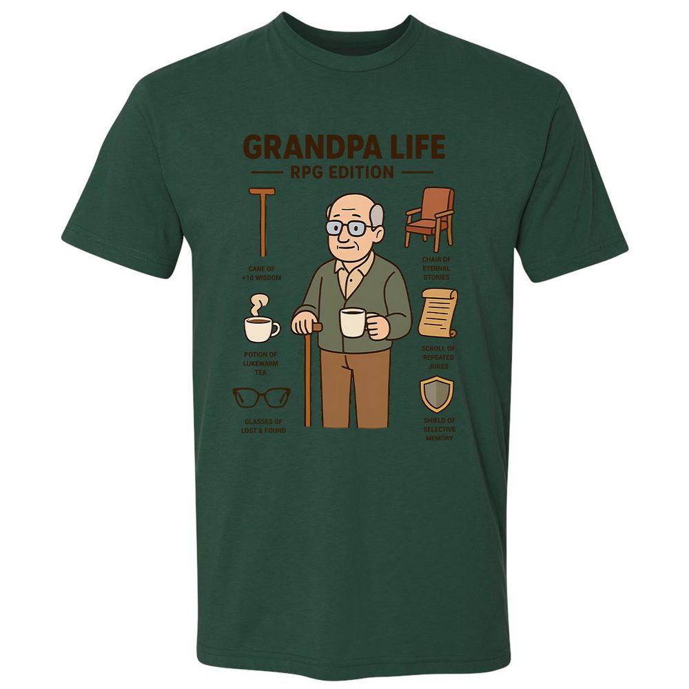 Grandpa Life RPG Edition Premium Unisex T-Shirt - Forest Green - 13