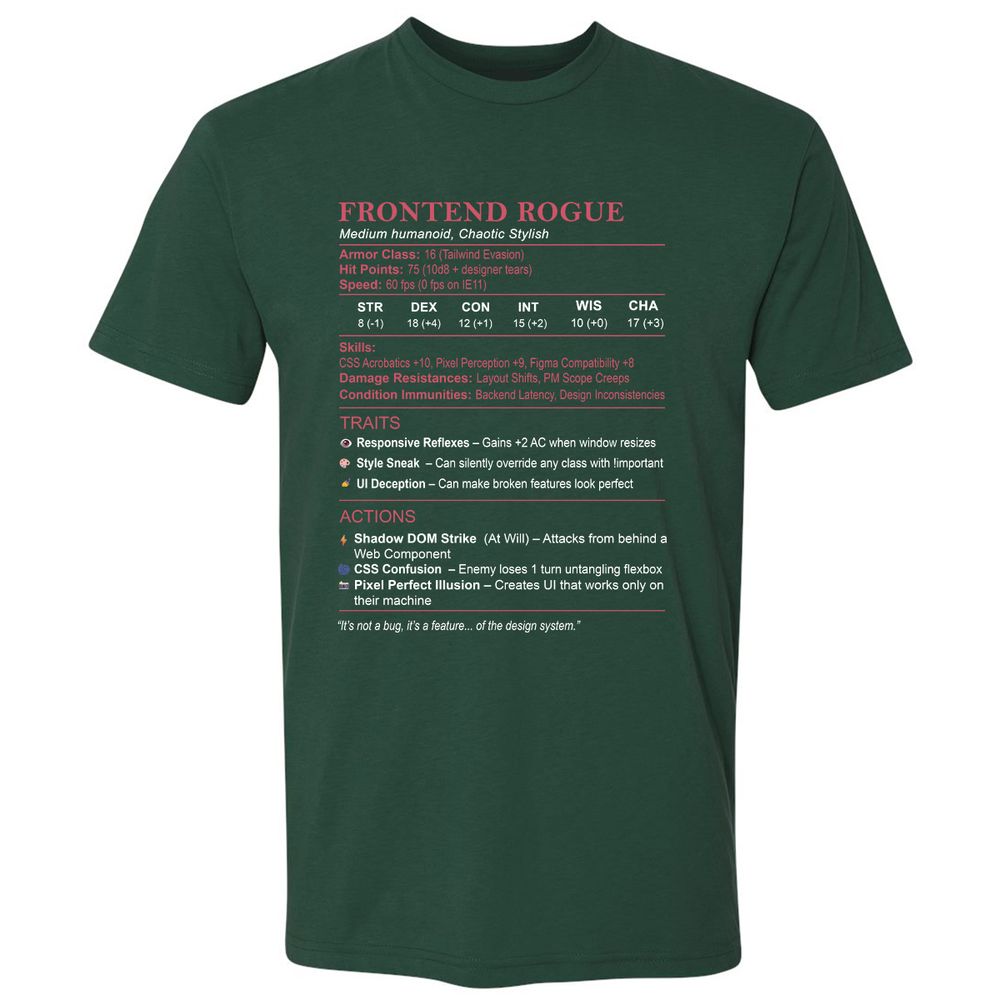 Frontend Rogue Premium Unisex T-Shirt - Forest Green - 13