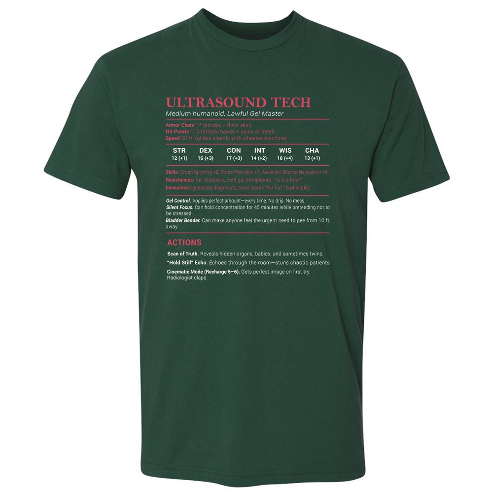 Ultrasound Tech Stats Premium Unisex T-Shirt - Forest Green - 13