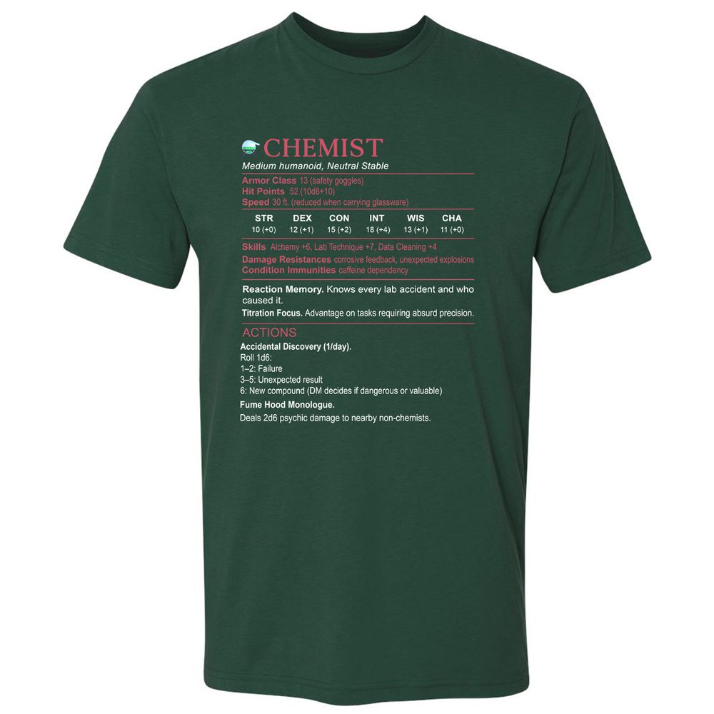 Chemist Stats Premium Unisex T-Shirt - Forest Green - 13