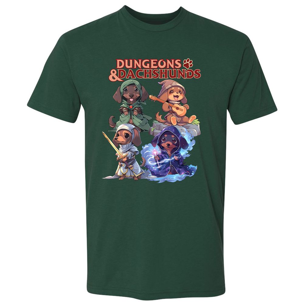 Dungeons & Dachshunds Premium Unisex T-Shirt - Forest Green - 13
