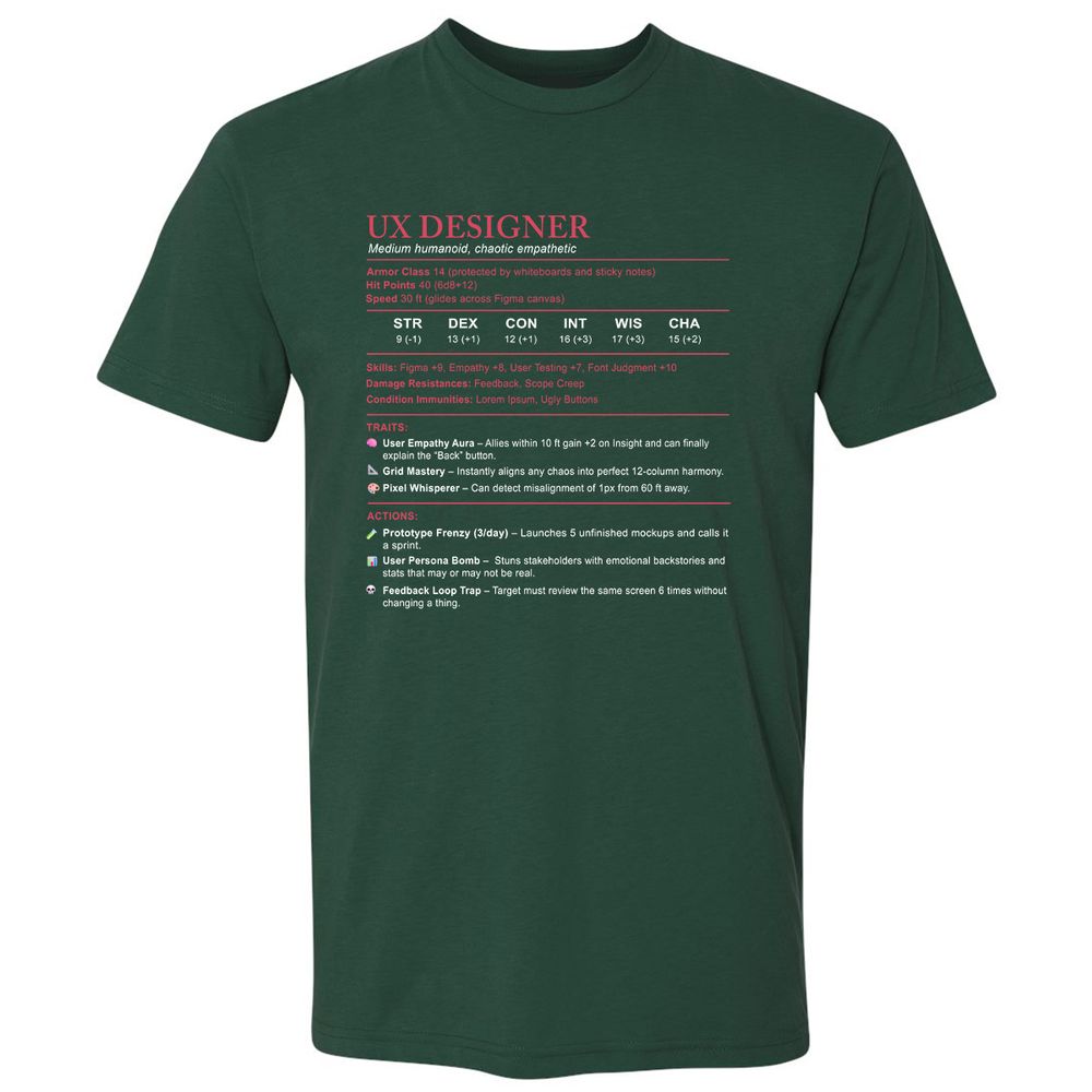 UX Designer Stats Premium Unisex T-Shirt - Forest Green - 13
