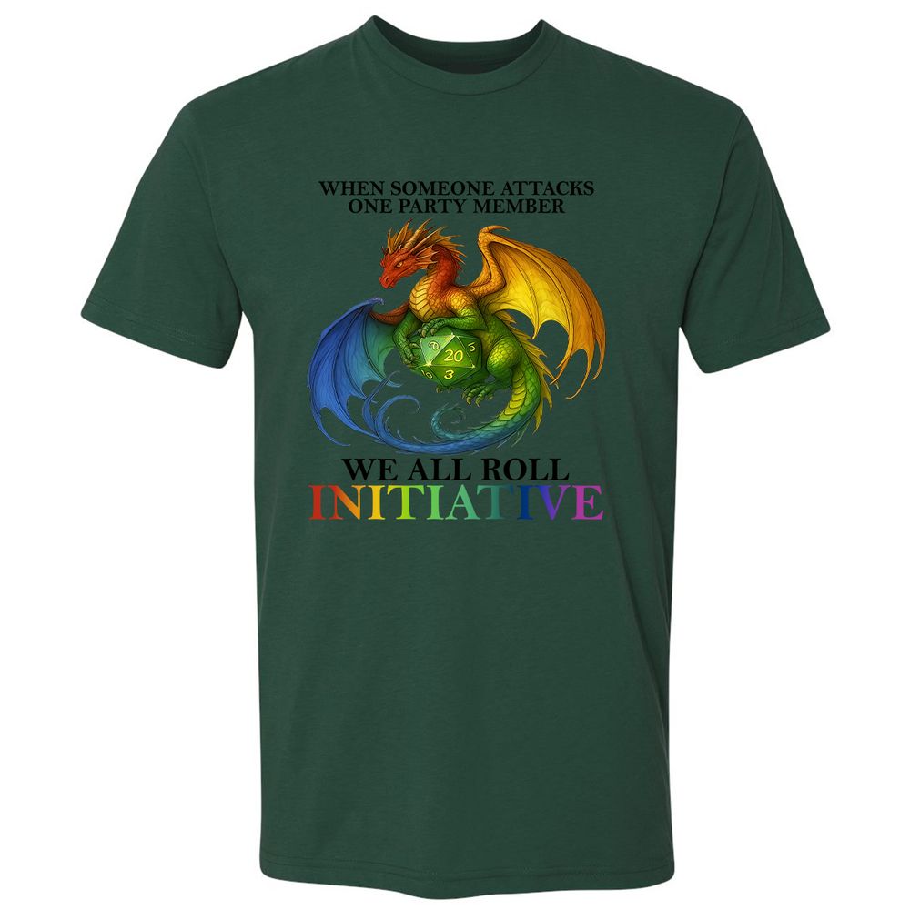 Dragon We All Roll For Initiative Premium Unisex T-Shirt - Forest Green - 13