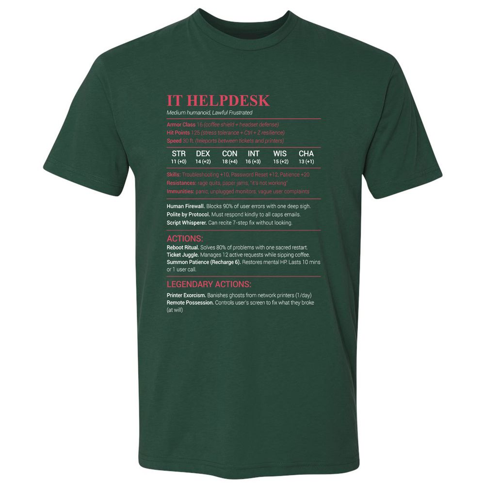 IT Helpdesk Premium Unisex T-Shirt - Forest Green - 13