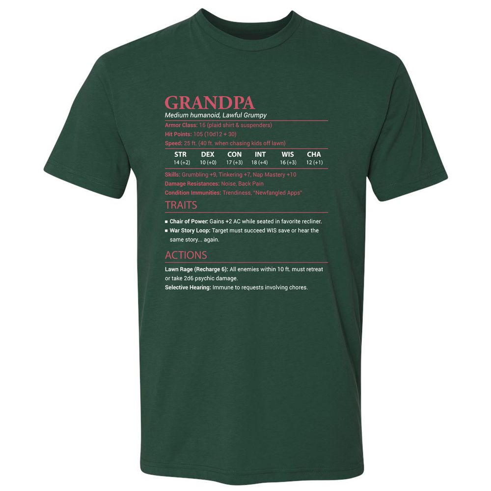 Grandpa Stats Premium Unisex T-Shirt - Forest Green - 13